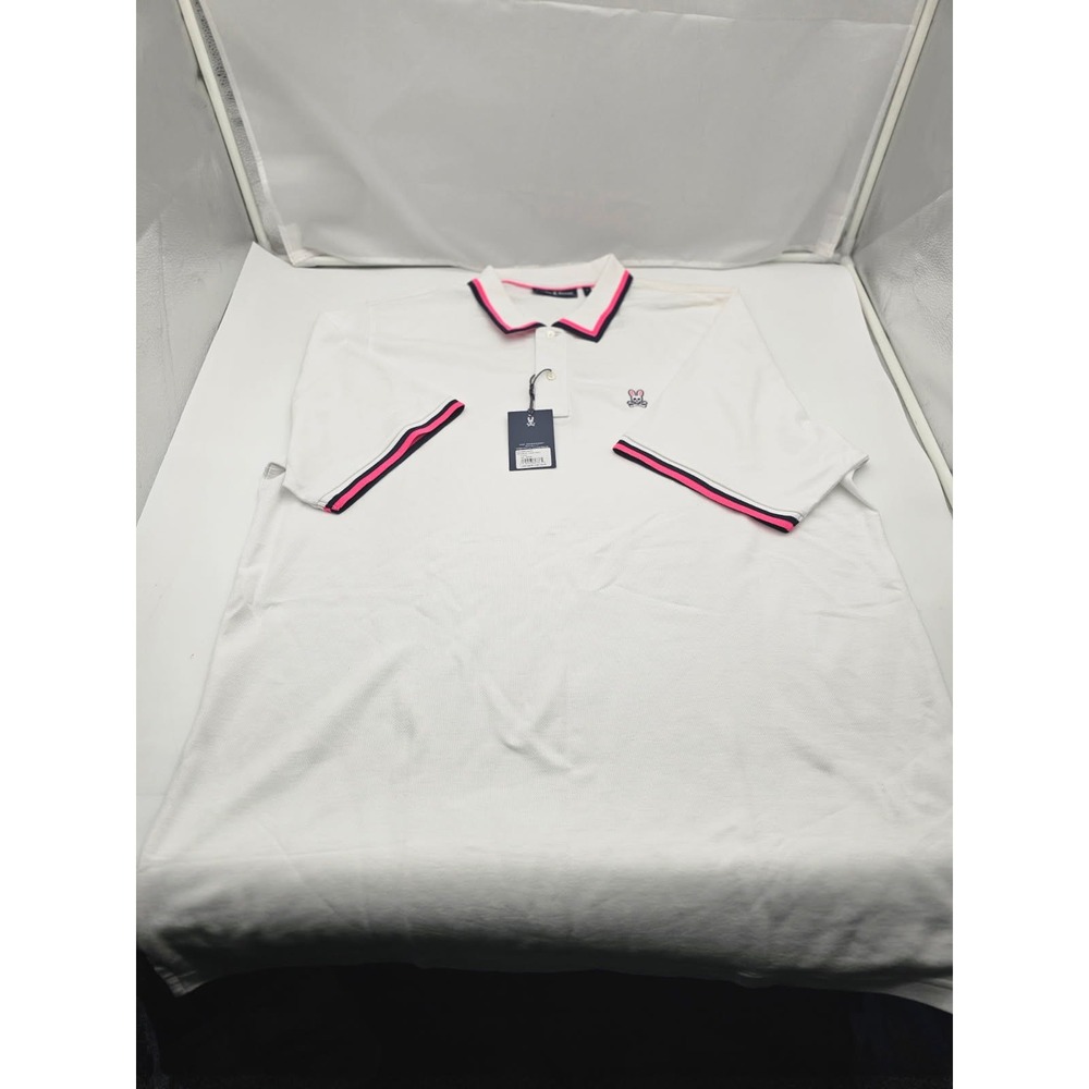 Psycho Bunny Kingsbury Pique Polo Mens 3XL White New NWT Short Sleeve Tipped